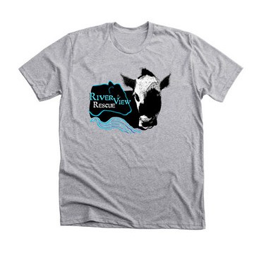 Grey unisex tee with the Riverview Rescue logo